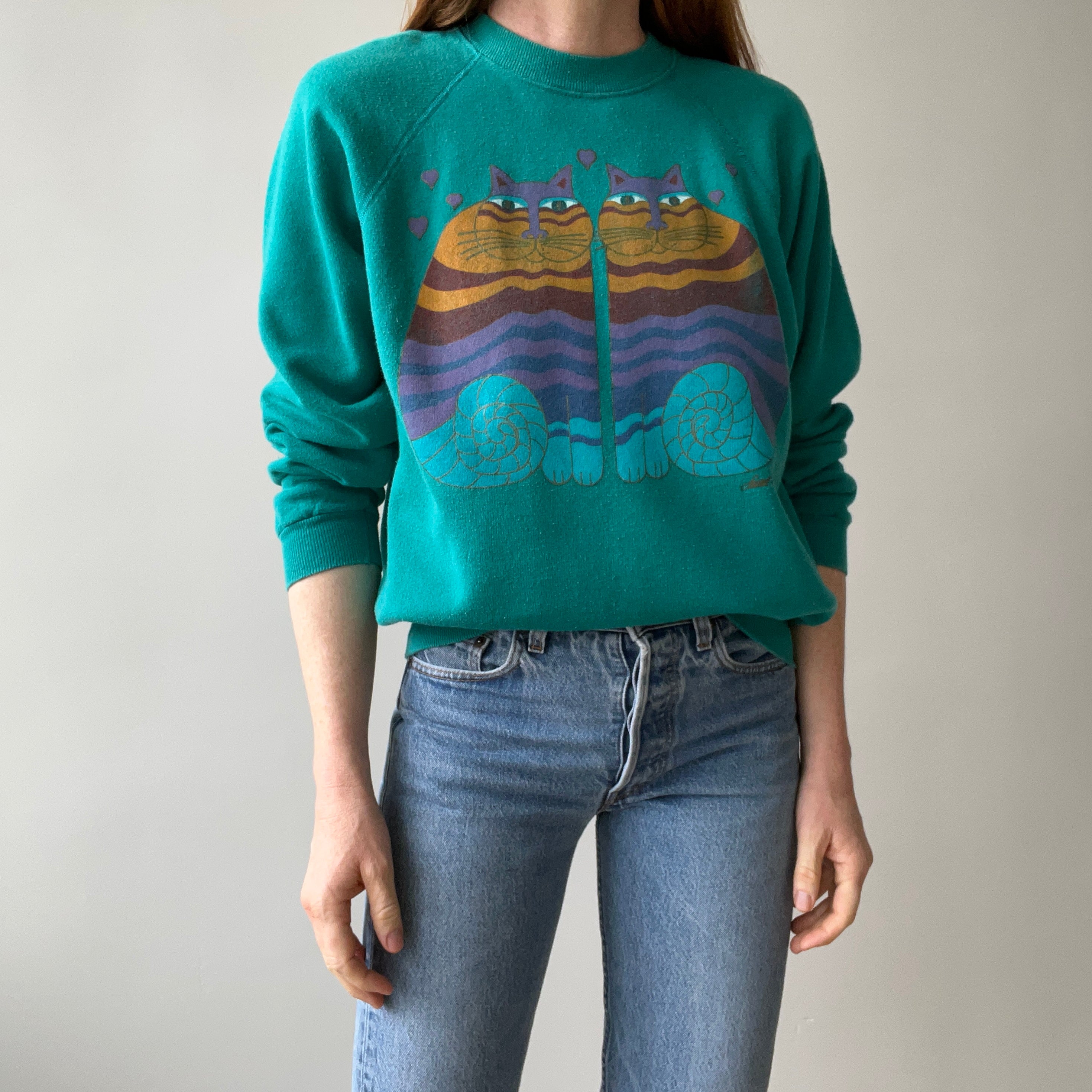 1980s Laurel Burch !!!! Twin Cats Sweatshirt