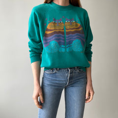 1980s Laurel Burch !!!! Twin Cats Sweatshirt