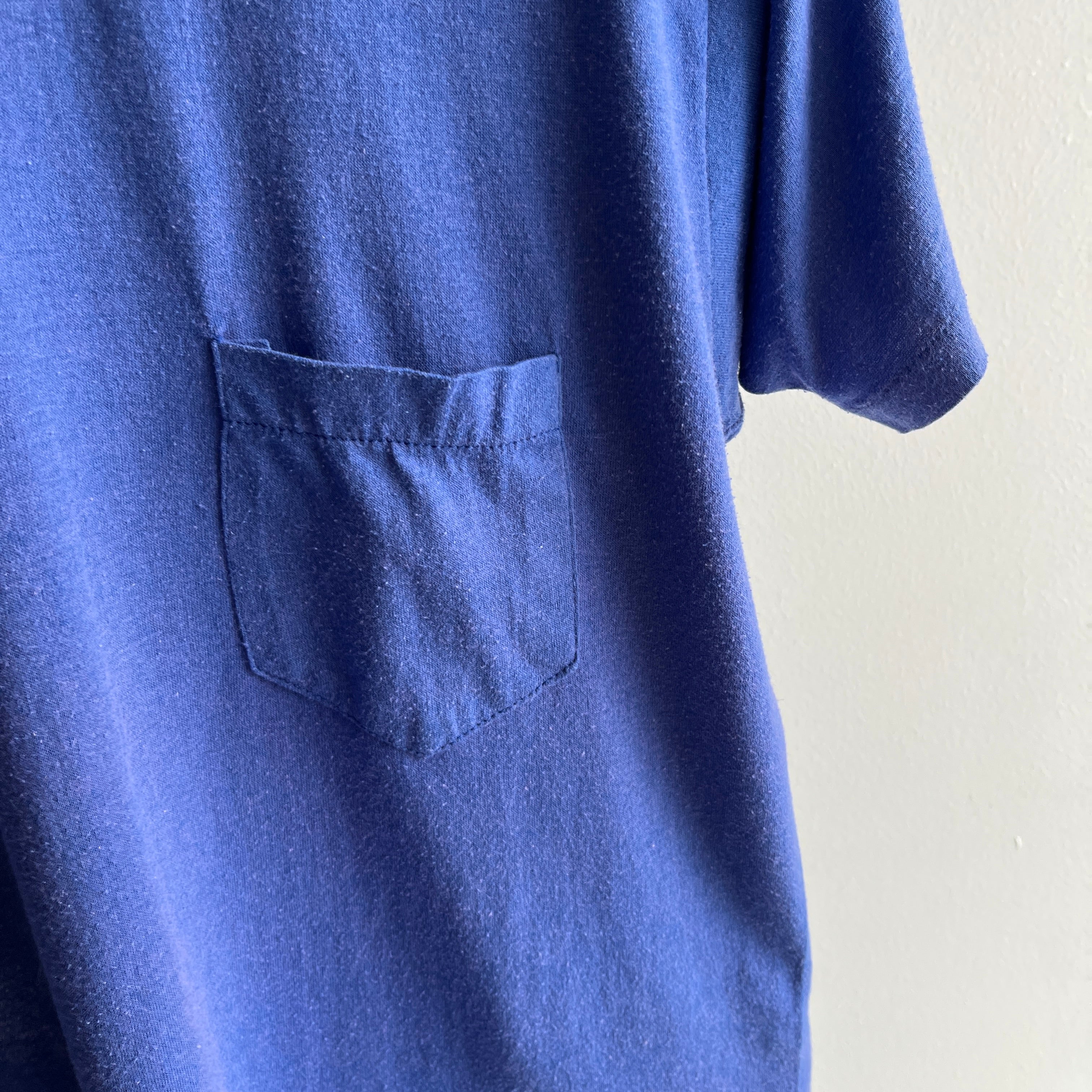 1980s Classic Royal Blue Triangle Pocket T-Shirt
