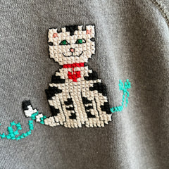 1980s Needlepoint Cats and Yarn DIY Masterpiece