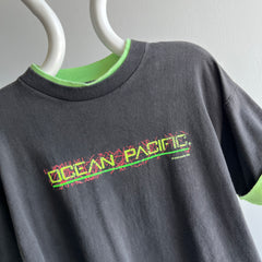 1990 Ocean Pacific Front and Back Rolled Sleeves Cotton T-Shirt