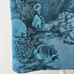 1990s Habitat All Over Print Fish T Shirt - Wrap Around Alert