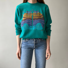 1980s Laurel Burch !!!! Twin Cats Sweatshirt