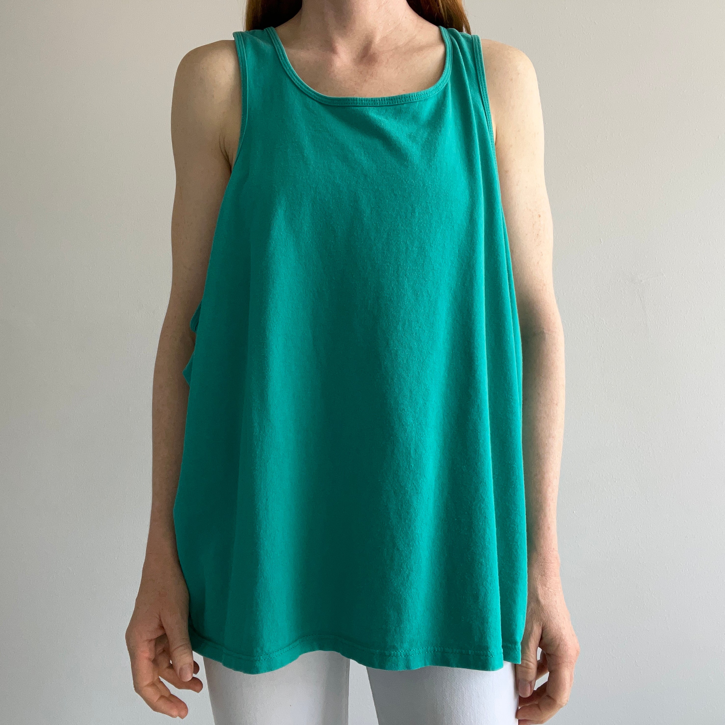 1980/90s Jerzees Teal Cotton Racerback Tank Top