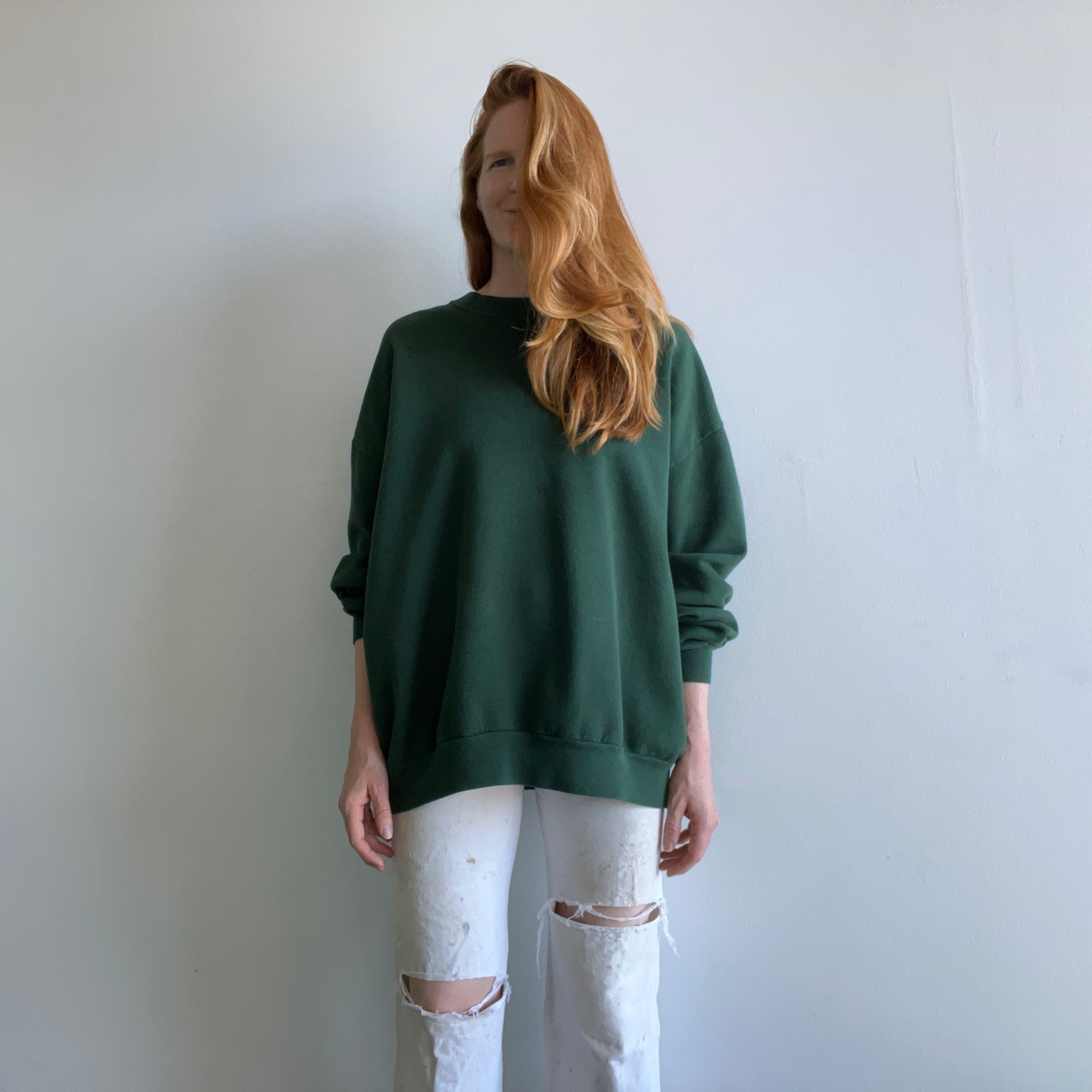 1980s Blank Dark Emerald Green Sweatshirt by Jerzees