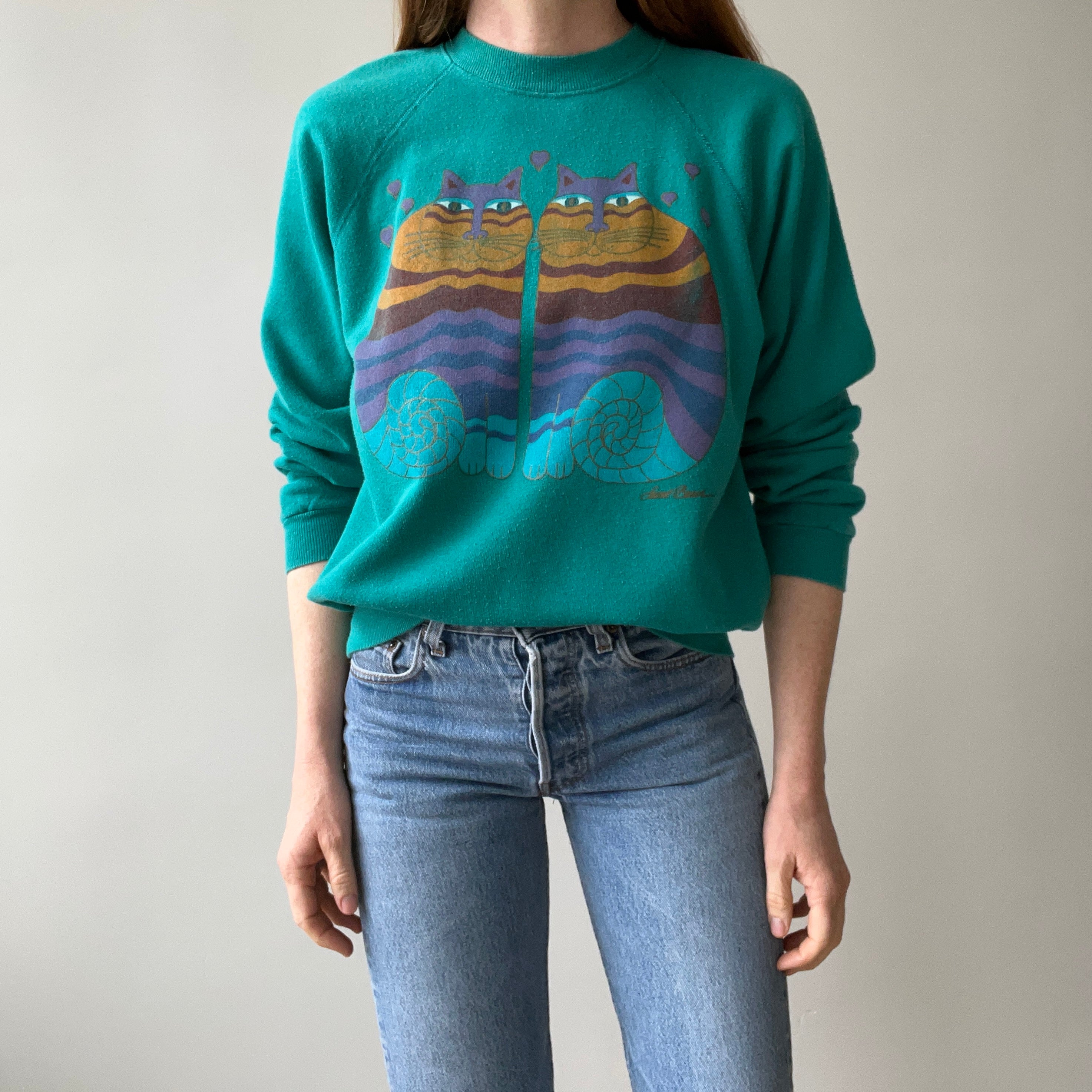 1980s Laurel Burch !!!! Twin Cats Sweatshirt