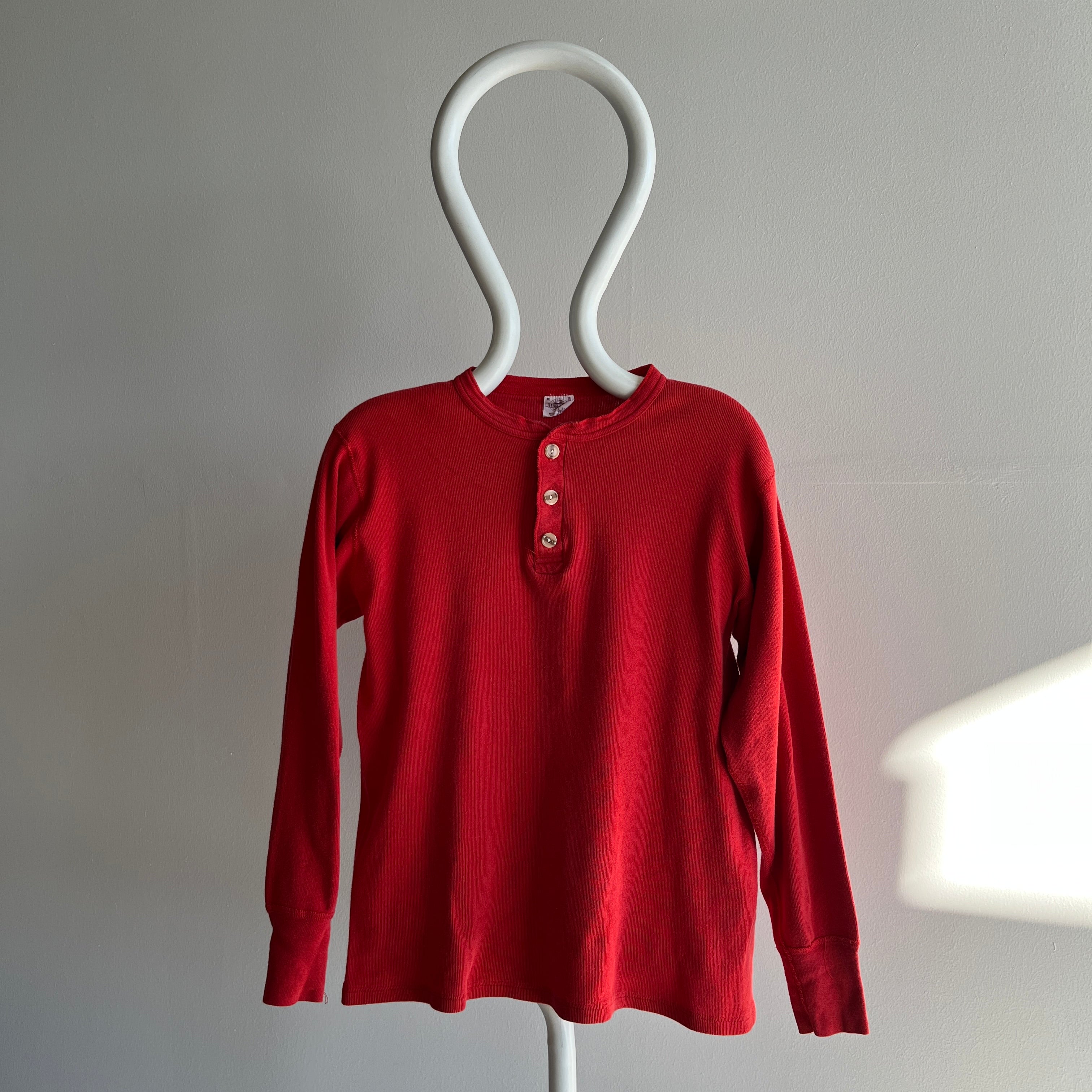 1970s Faded Red Cotton Henley