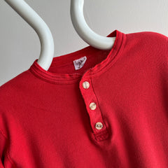 1970s Faded Red Cotton Henley