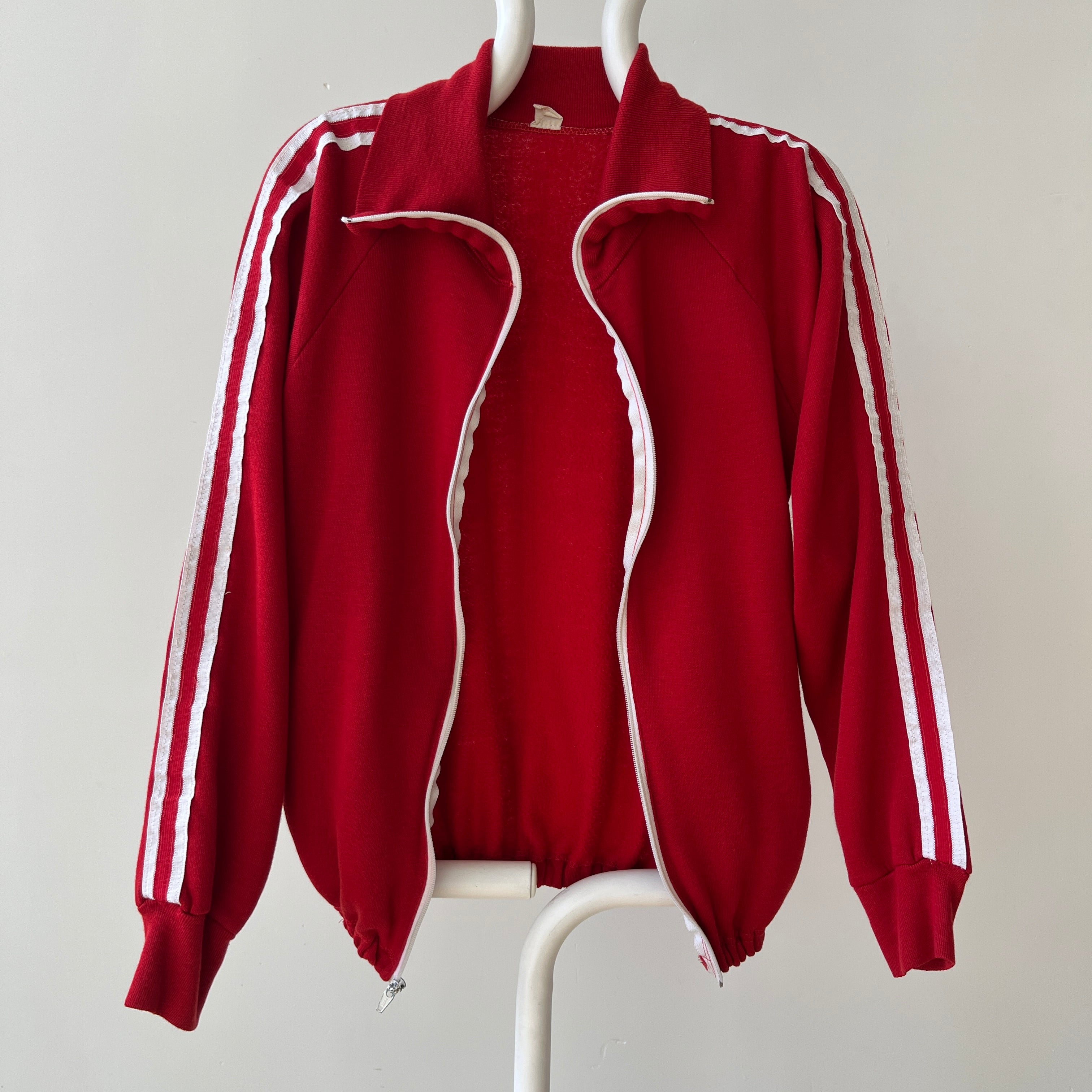 1970s Red Track Jacket Sweatshirt - The Neck on This!