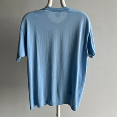 1980s Sky Baby Blue Super Thin, Stained and Slouchy T-Shirt