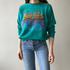 1980s Laurel Burch !!!! Twin Cats Sweatshirt