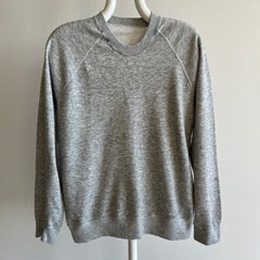 1980s Super Thin and Slouchy Re-Attached Collar Blank Gray Hoodie - Swoon