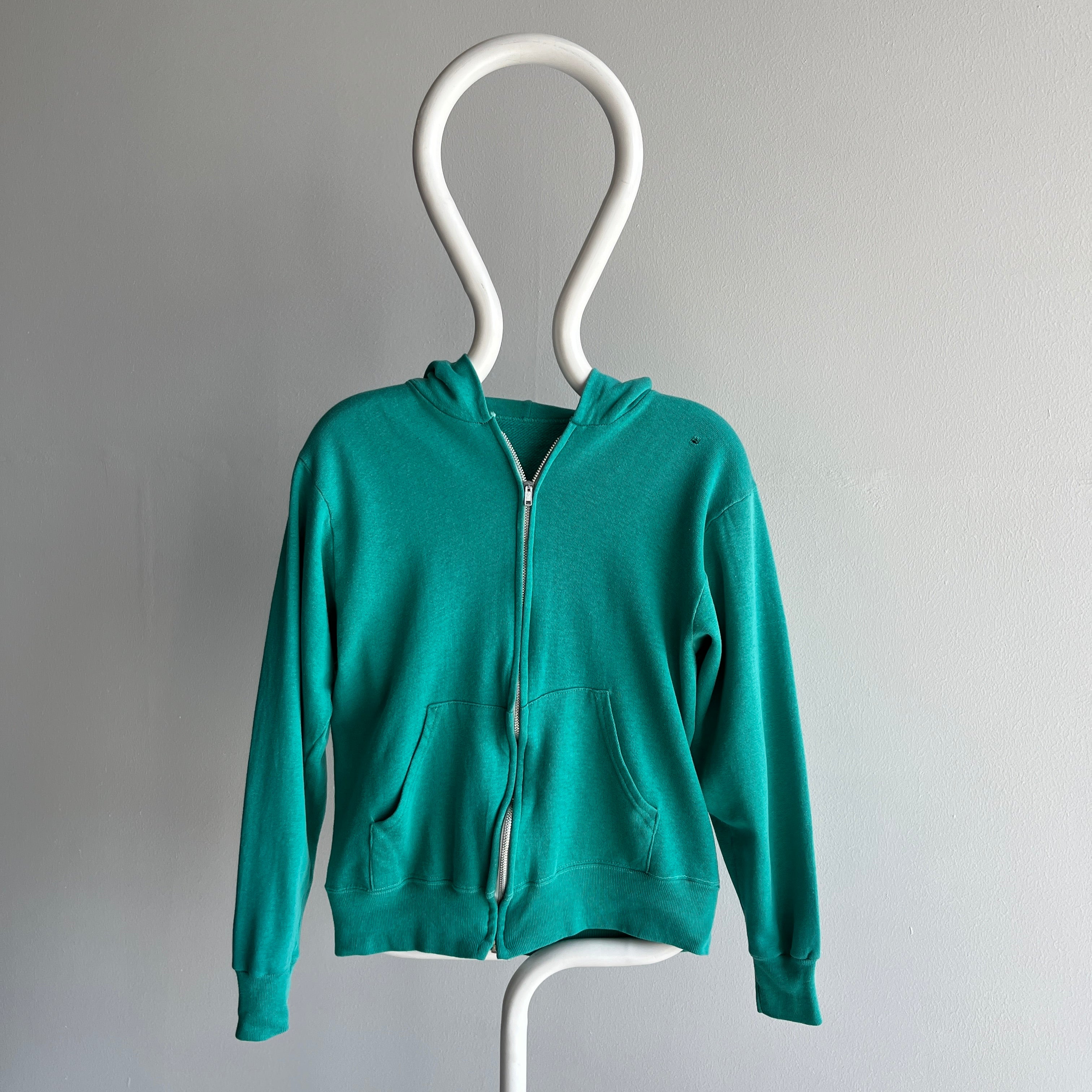 1980s Sea Foam Blue/Green Zip Up Hoodie