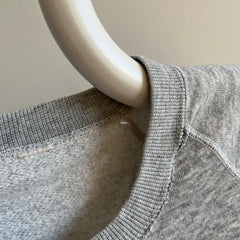 1980s Super Thin and Slouchy Re-Attached Collar Blank Gray Hoodie - Swoon