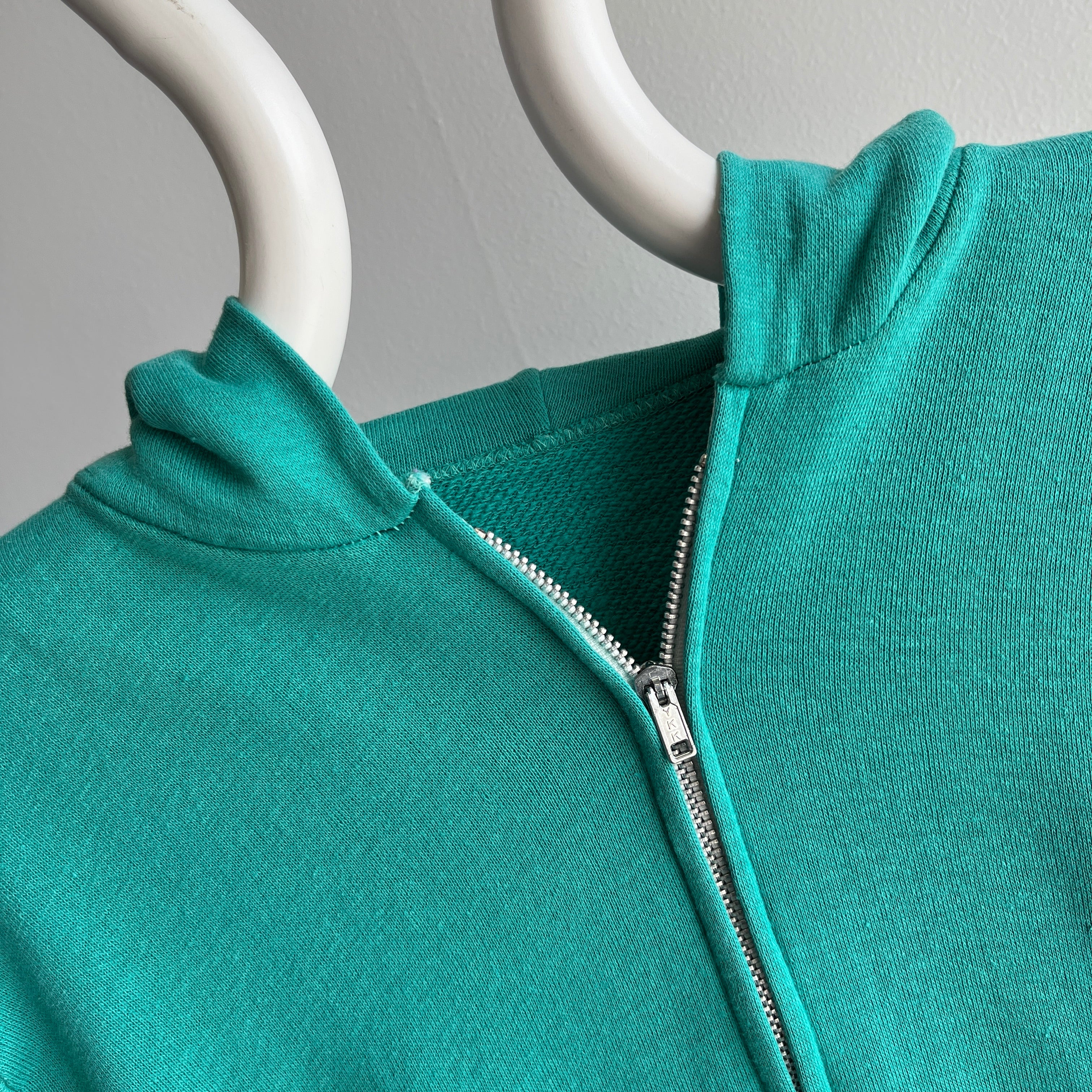 1980s Sea Foam Blue/Green Zip Up Hoodie