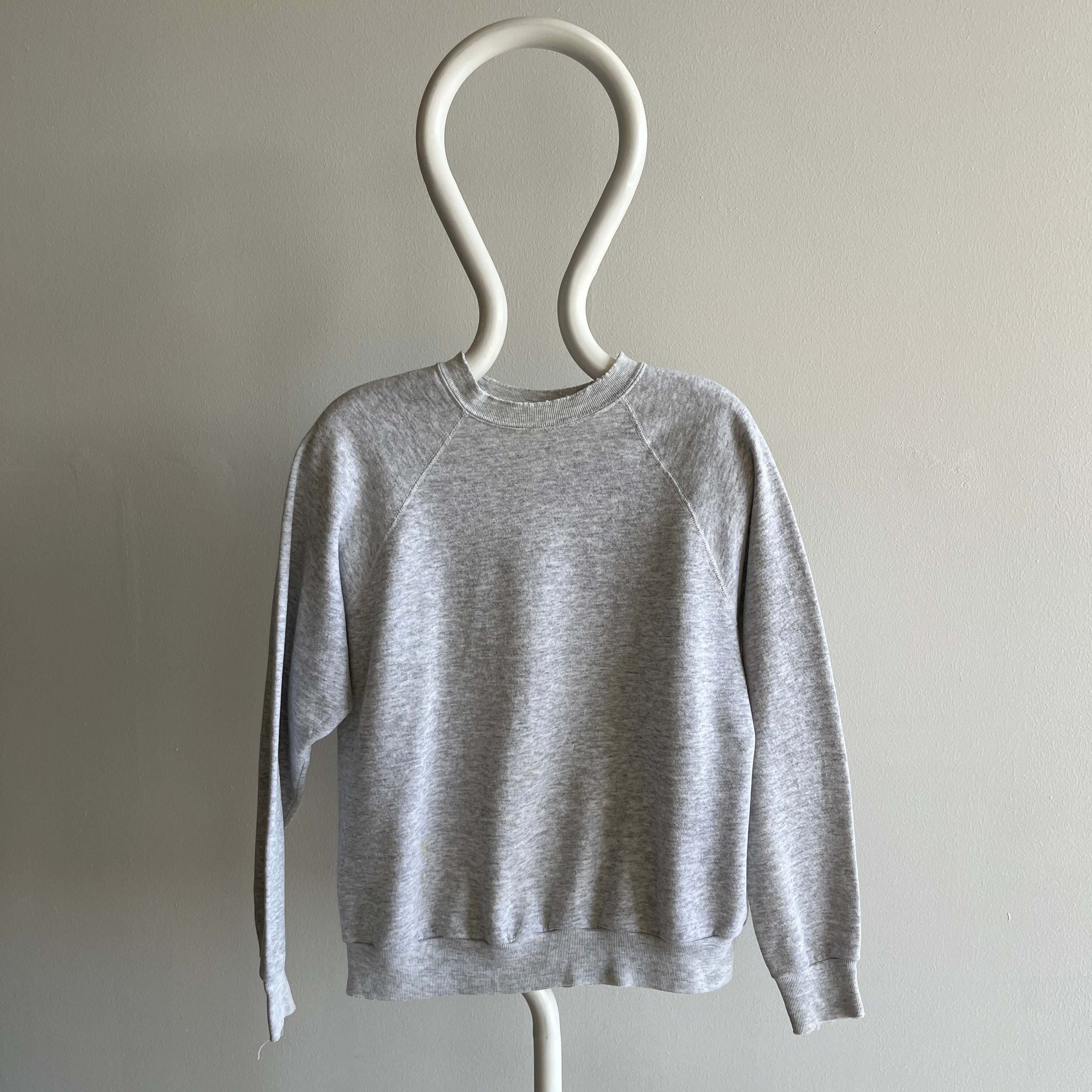 1980s Blank Gray Raglan Sweatshirt - !!!