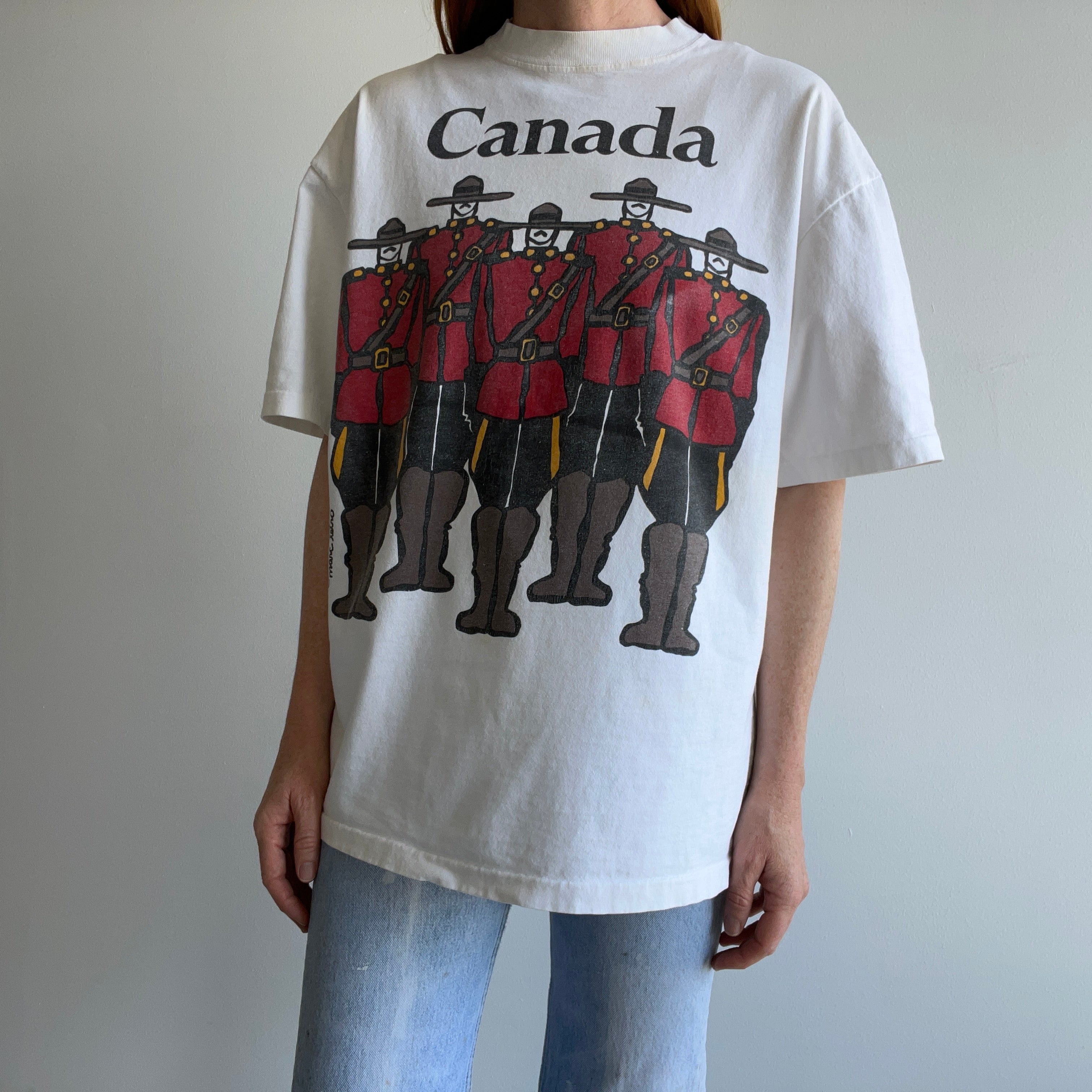 1990s Royal Canadian Mounted Police Cotton T-Shirt with Aging