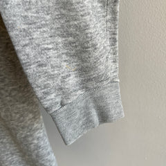 1980s Super Thin and Slouchy Re-Attached Collar Blank Gray Hoodie - Swoon