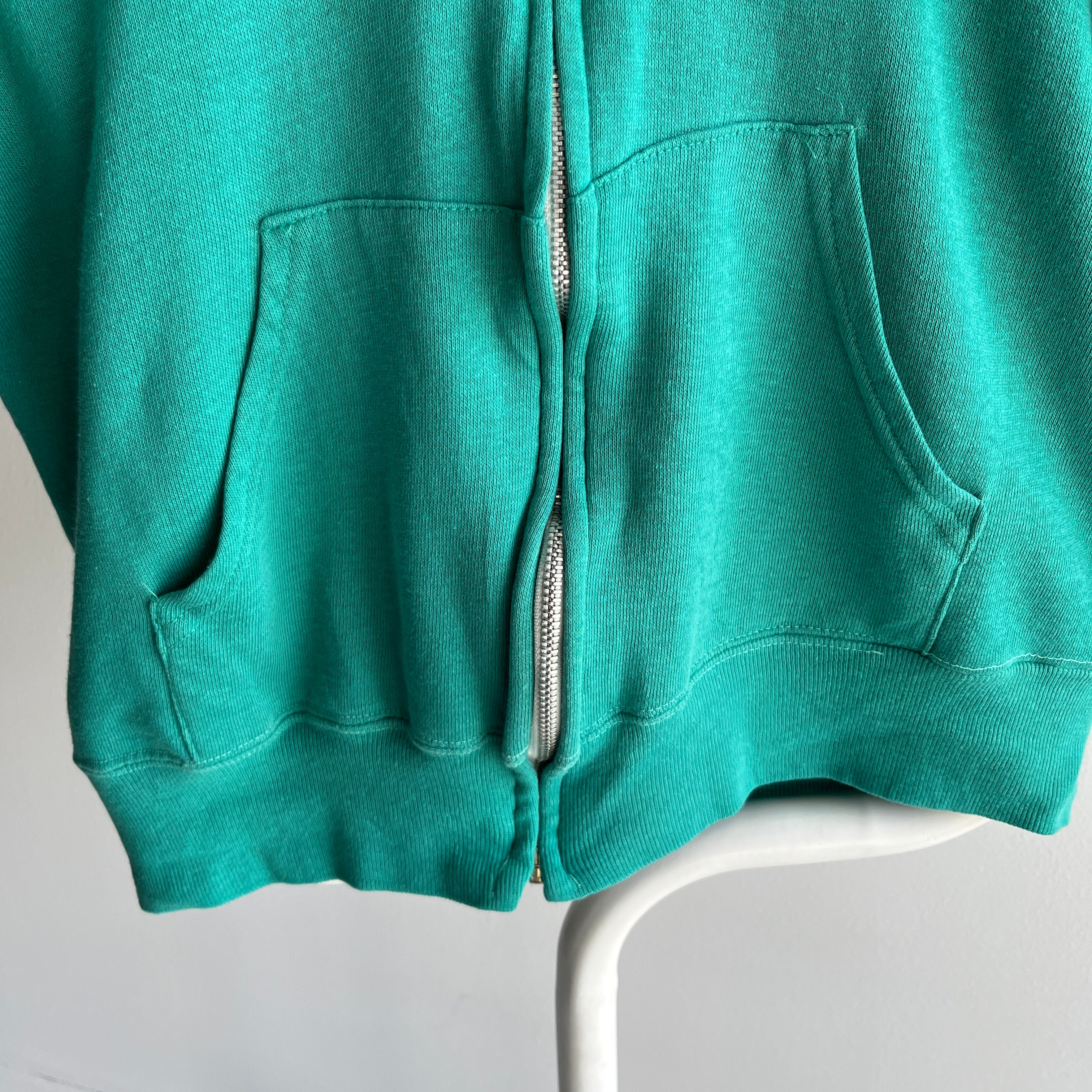 1980s Sea Foam Blue/Green Zip Up Hoodie