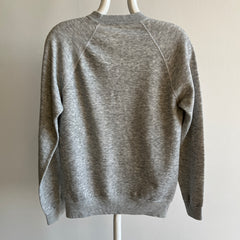 1980s Super Thin and Slouchy Re-Attached Collar Blank Gray Hoodie - Swoon