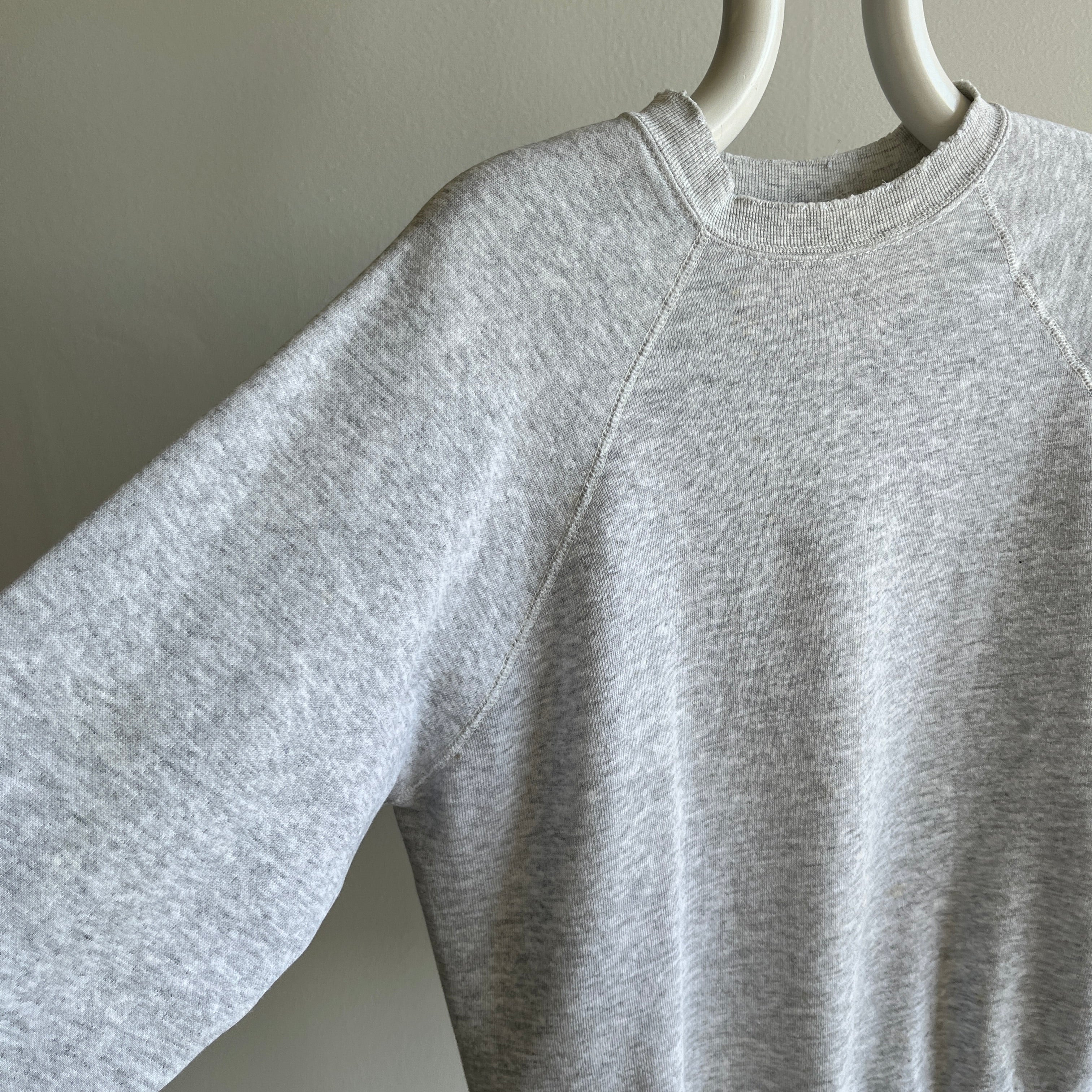 1980s Blank Gray Raglan Sweatshirt - !!!