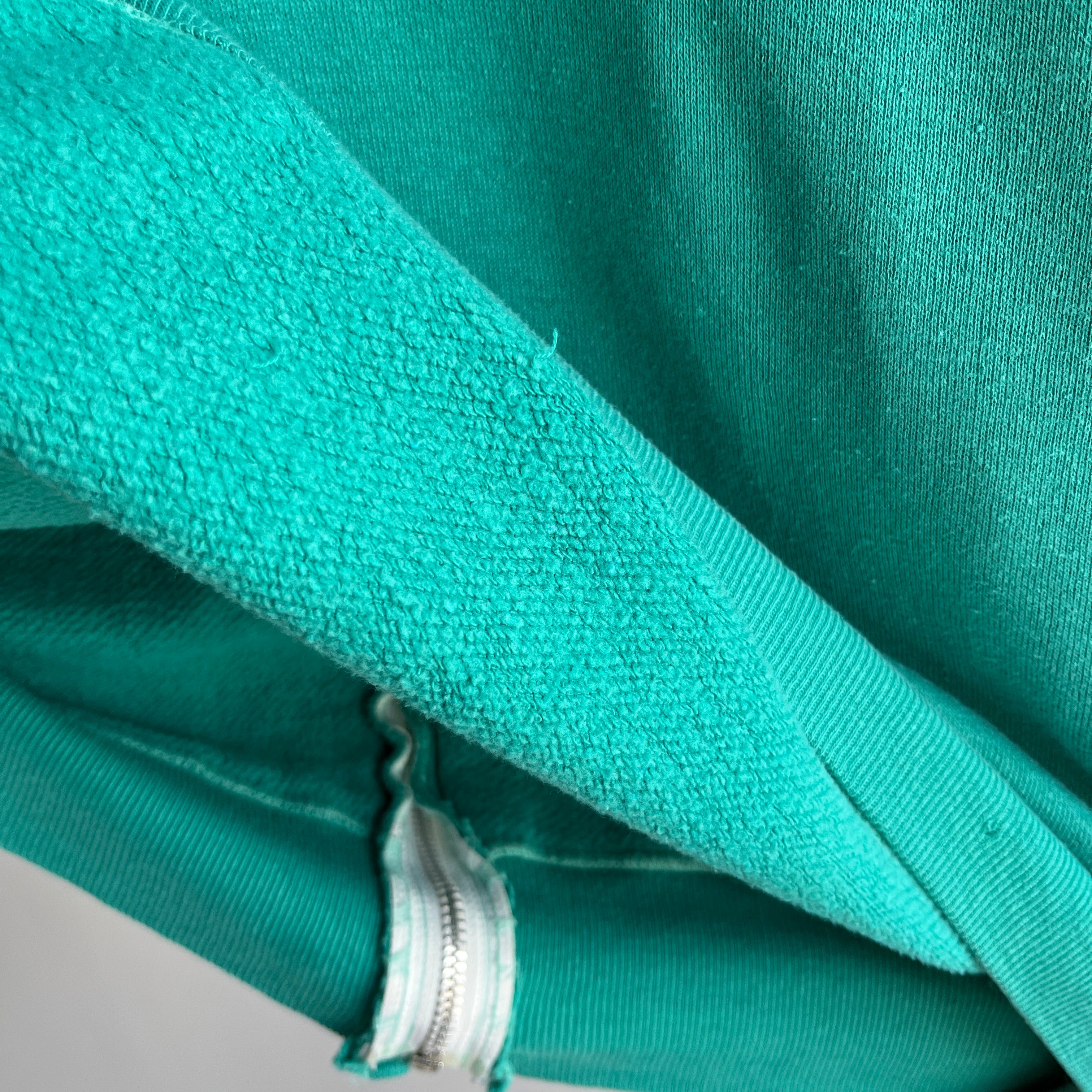 1980s Sea Foam Blue/Green Zip Up Hoodie