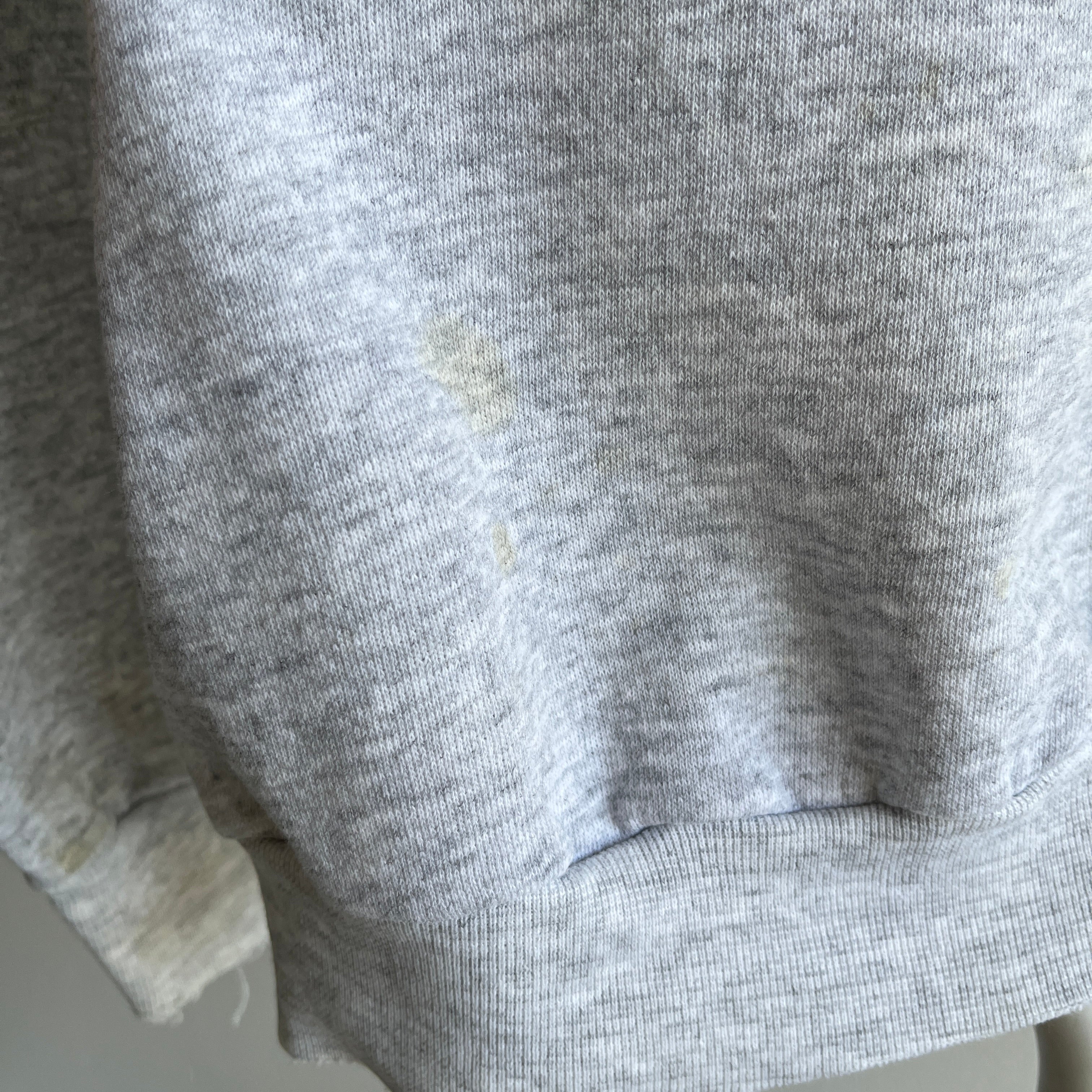 1980s Blank Gray Raglan Sweatshirt - !!!