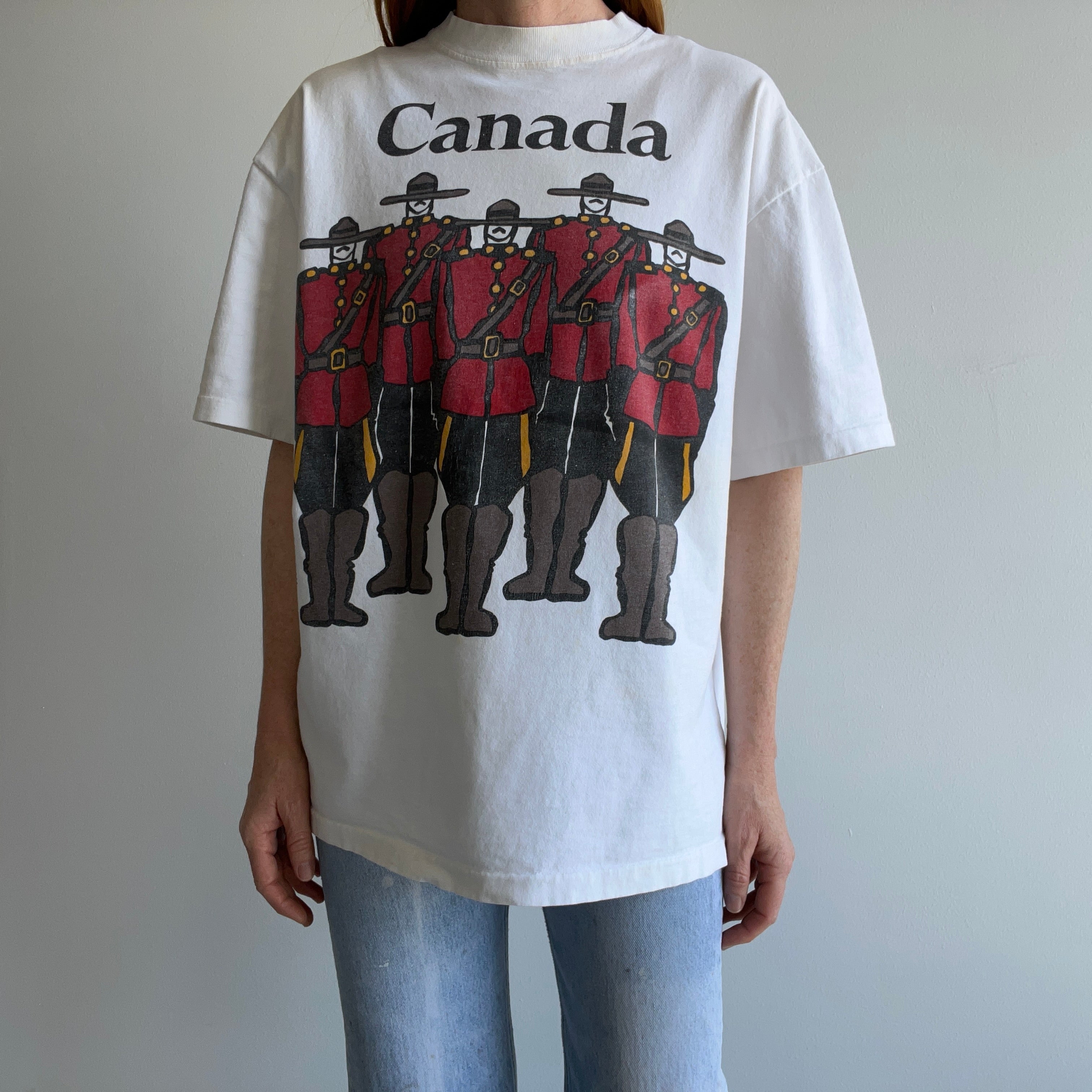 1990s Royal Canadian Mounted Police Cotton T-Shirt with Aging