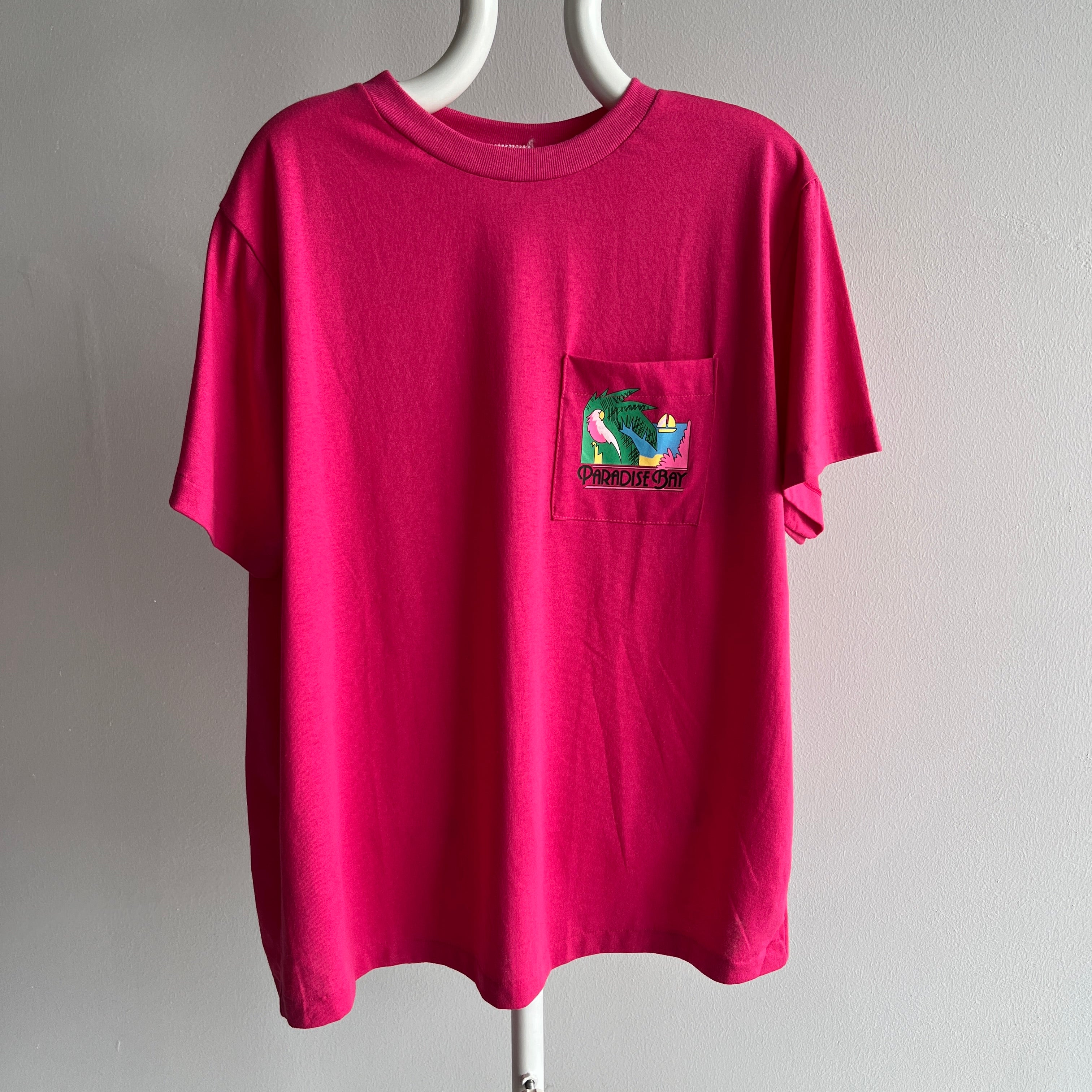 1980s Paradise Bay Hot Pink Pocket T-Shirt