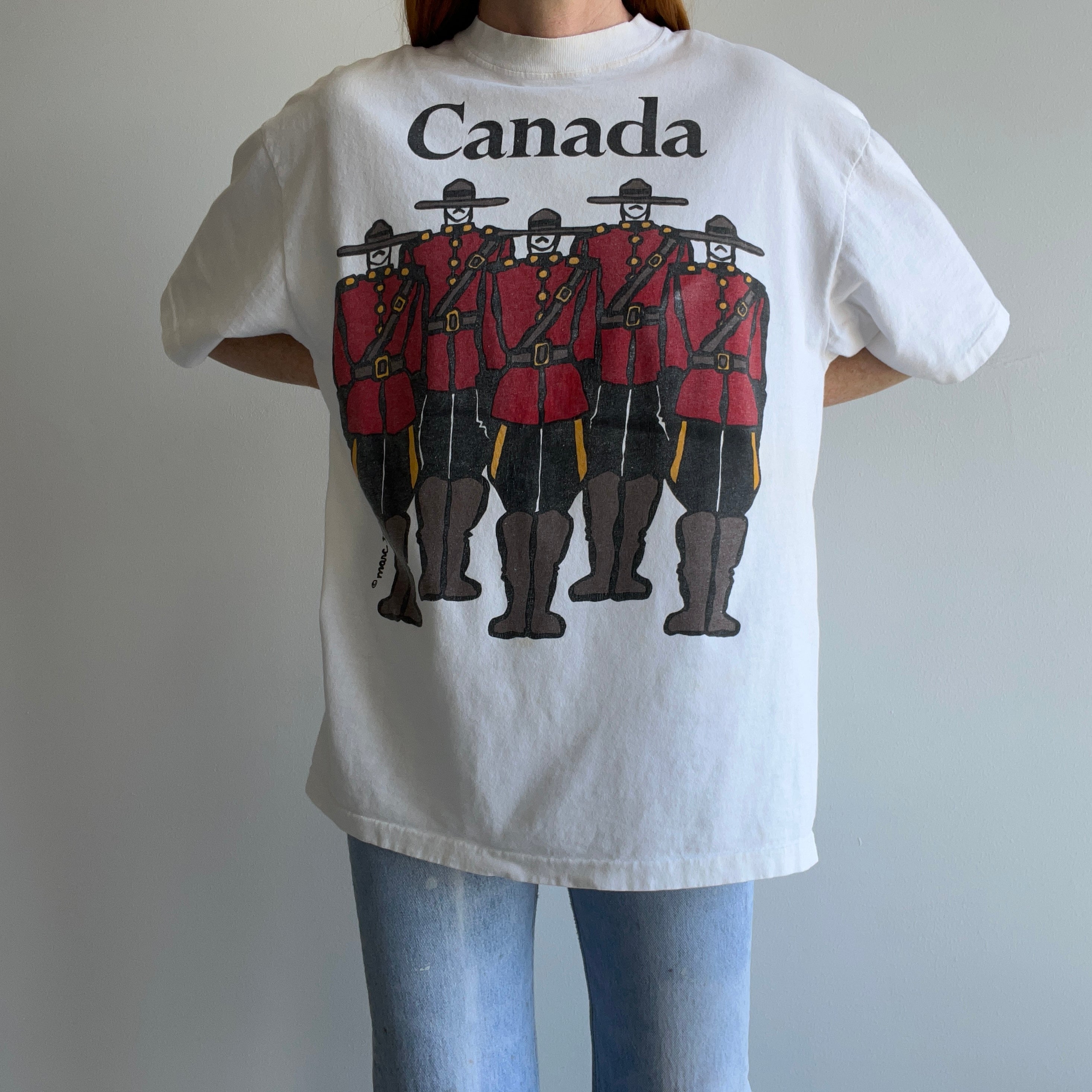 1990s Royal Canadian Mounted Police Cotton T-Shirt with Aging