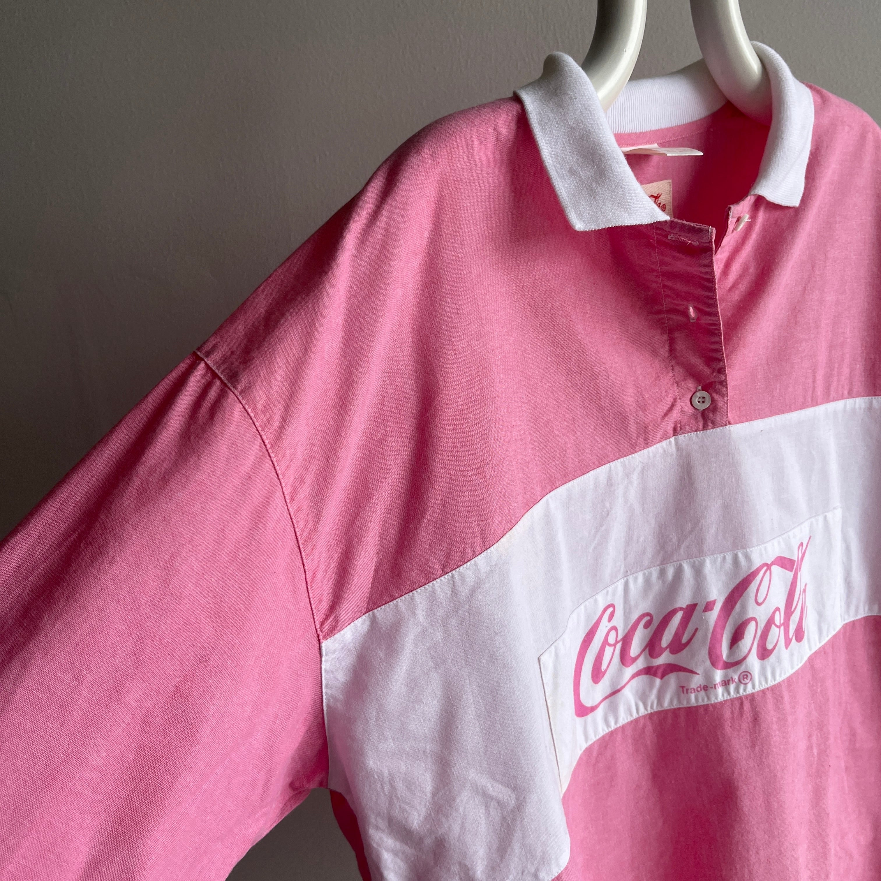 1990s Cotton Lightweight Coke Long Sleeve Polo