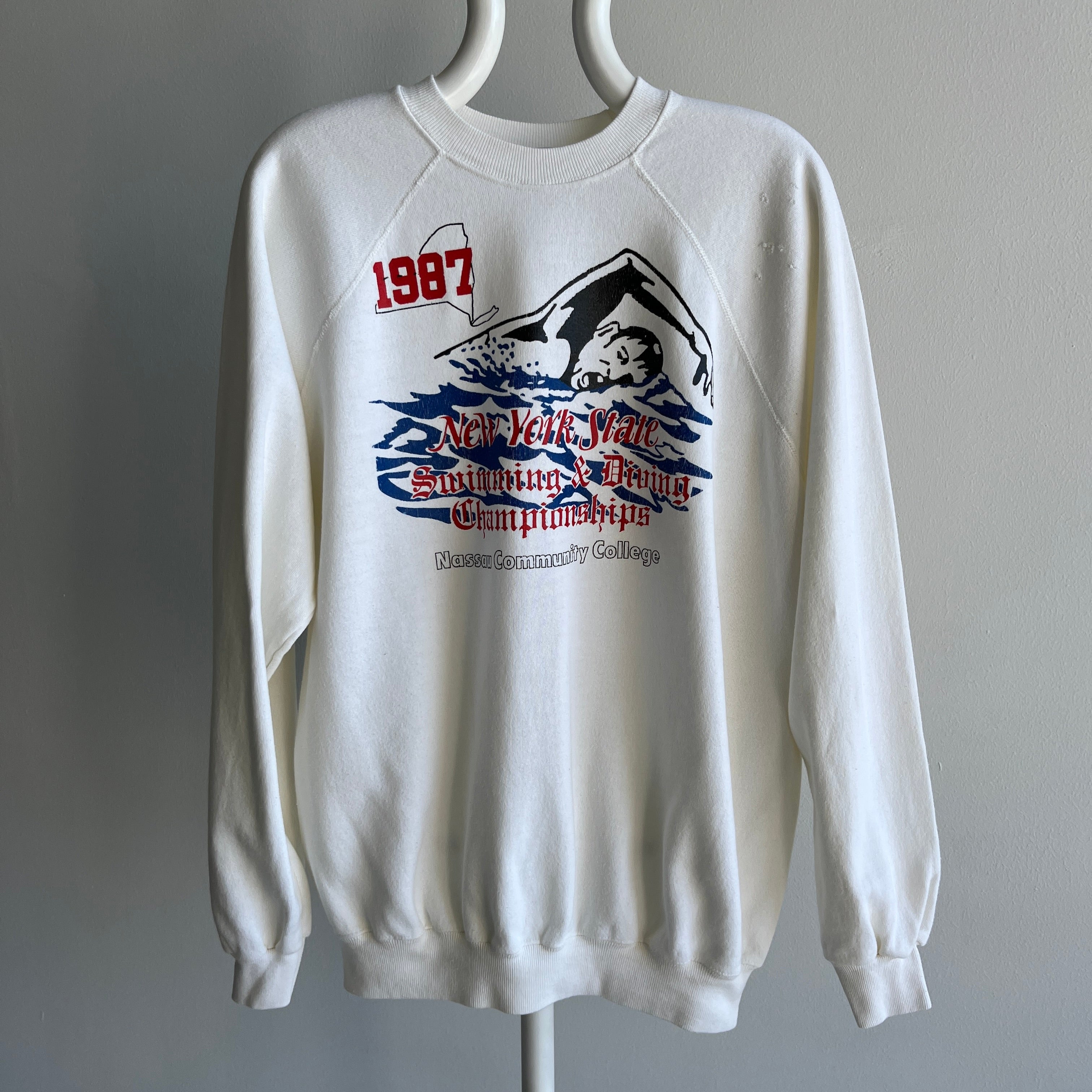 1987 New York State Swimming and Diving Championships Nassau Community College Sweatshirt