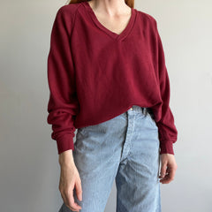 1970s Triple Stripe V-Neck Slouchy Sweatshirt by Warm Up