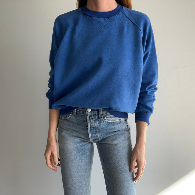 1980s Blank Two Tone Blue Single V McGregor Sweatshirt