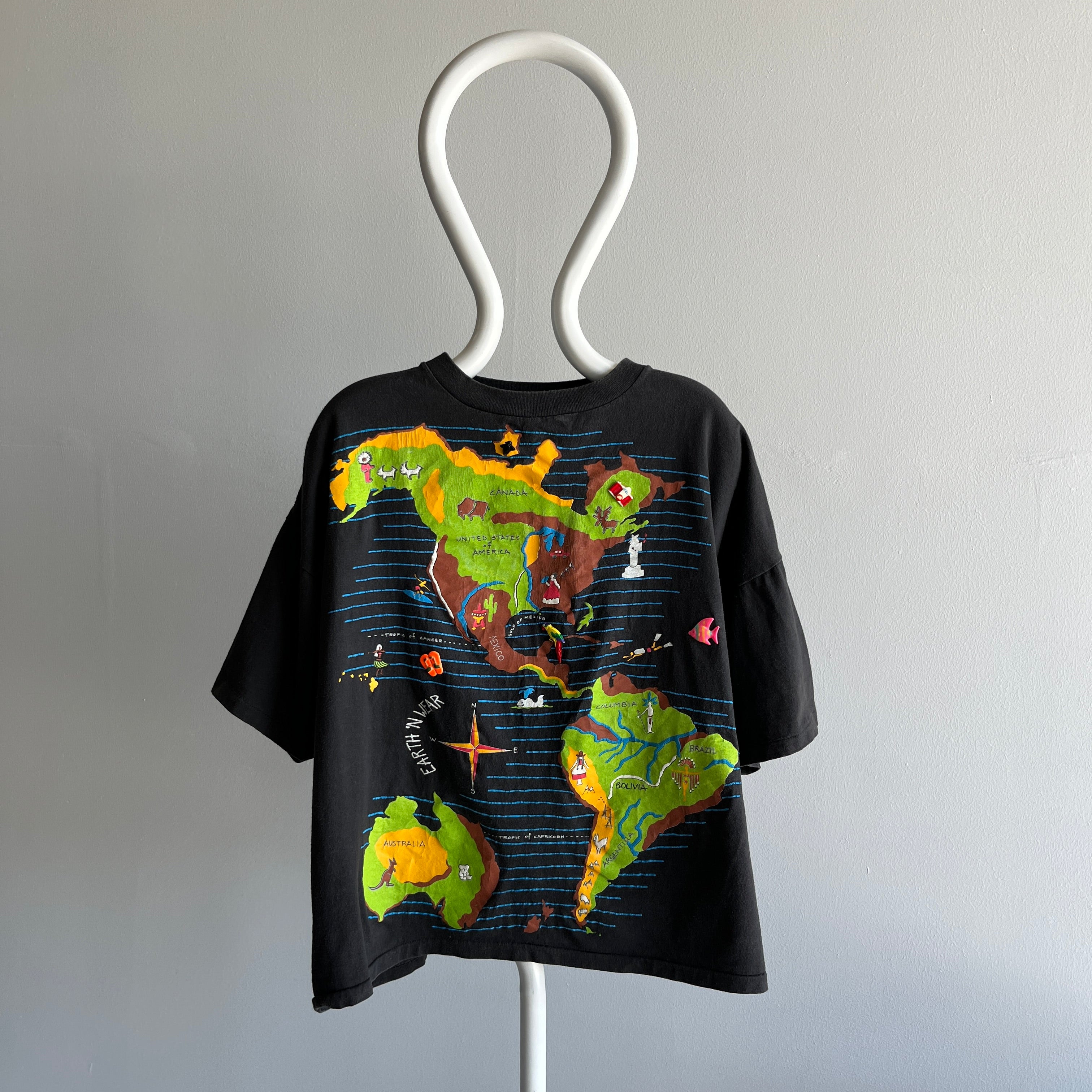 1990 OMFG Earth N Wear INCREDIBLE T_SHIRT WITH CERAMIC? Toggles - WOWOWOW