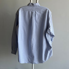 1990s Blue and White Striped Ralph Lauren Button Down Cotton Shirt
