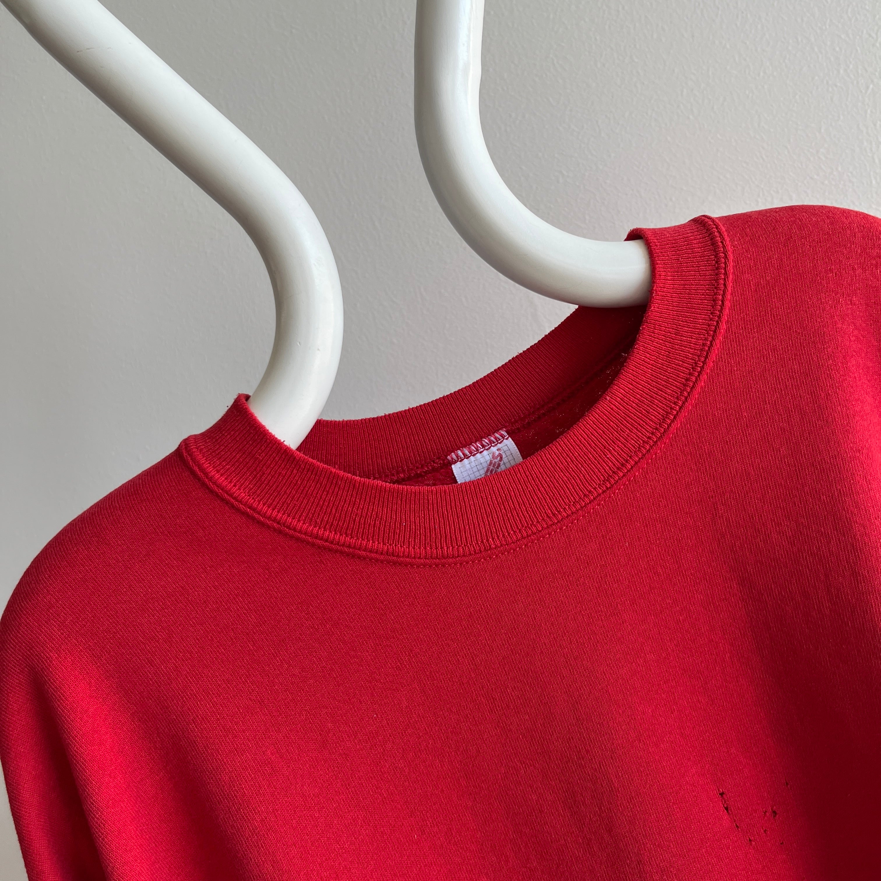 1980s Thinning Worn Out Beat Up Blank Red Sweatshirt by Jerzees - Labeled 3X