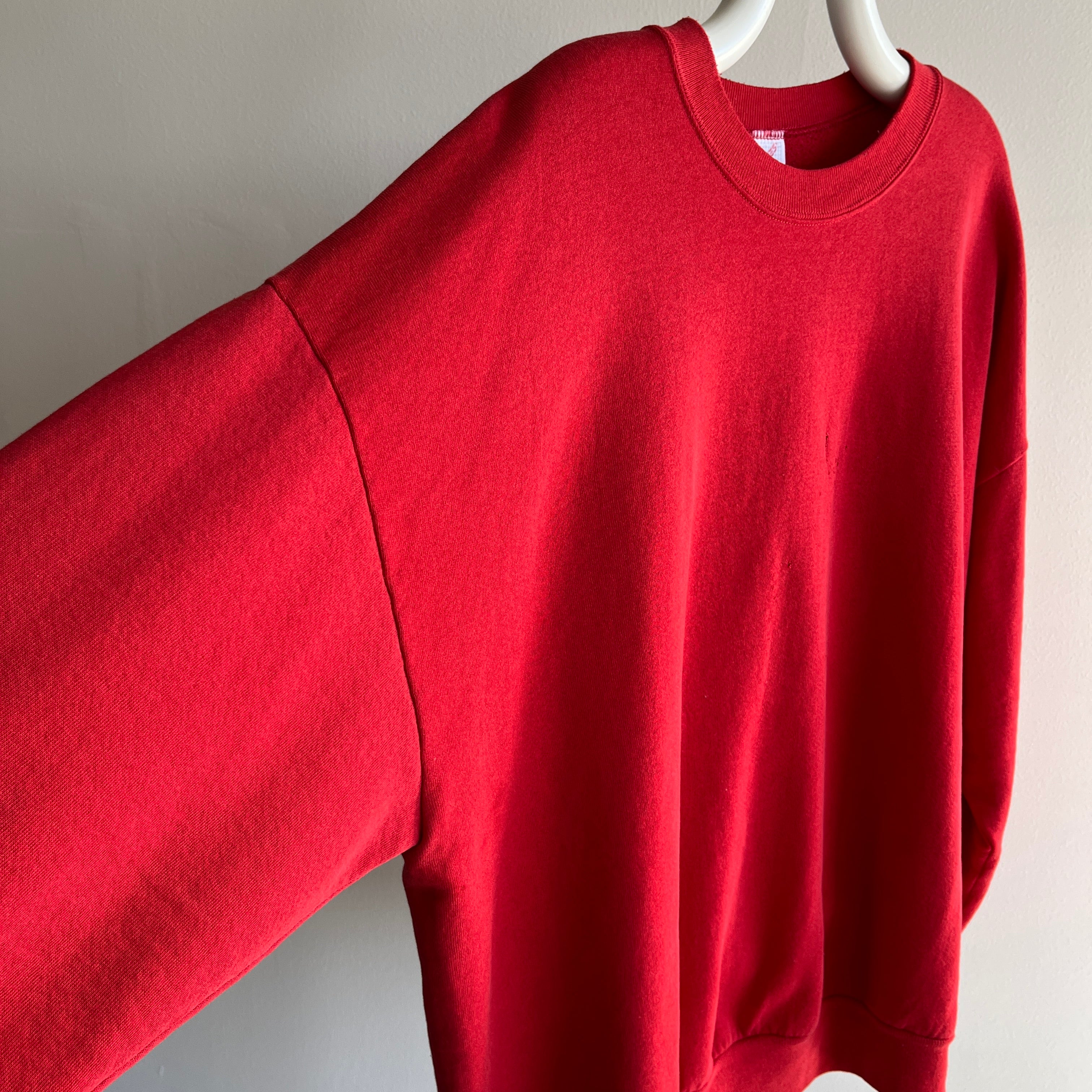 1980s Thinning Worn Out Beat Up Blank Red Sweatshirt by Jerzees - Labeled 3X