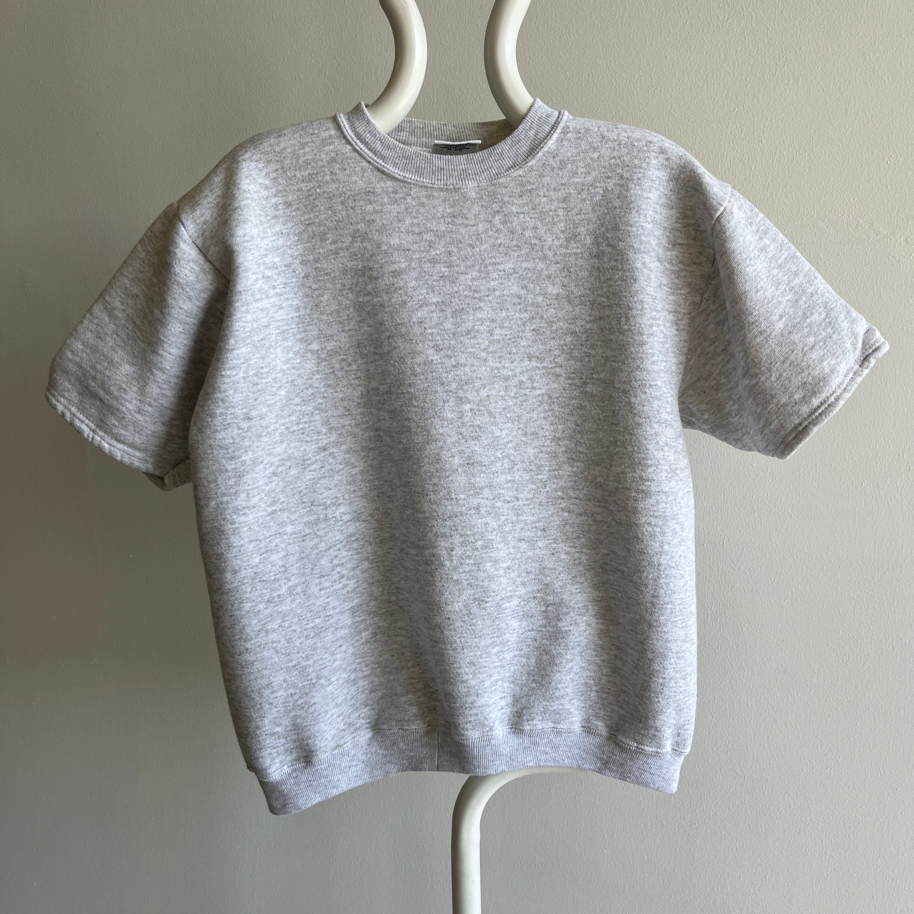 1990s Light Gray DIY Warm Up Short Sleeve Sweatshirt