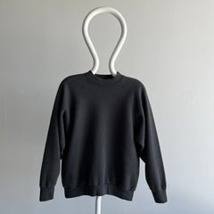 1980s Faded Black Raglan Sweatshirt by FOTL - Medium Weight