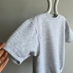 1990s Light Gray DIY Warm Up Short Sleeve Sweatshirt