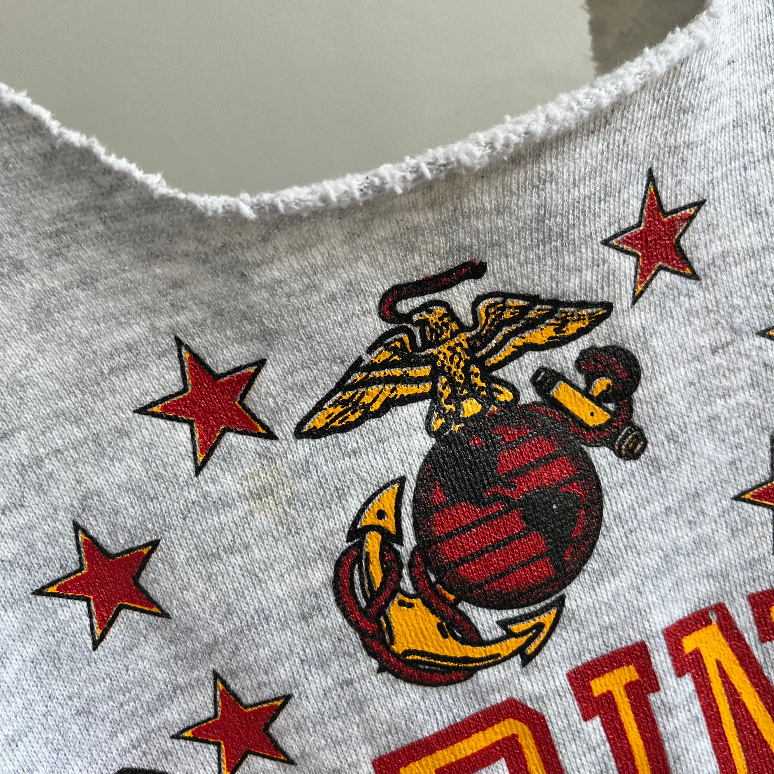 1980s USMC DIY Warm Up Crop Sweatshirt