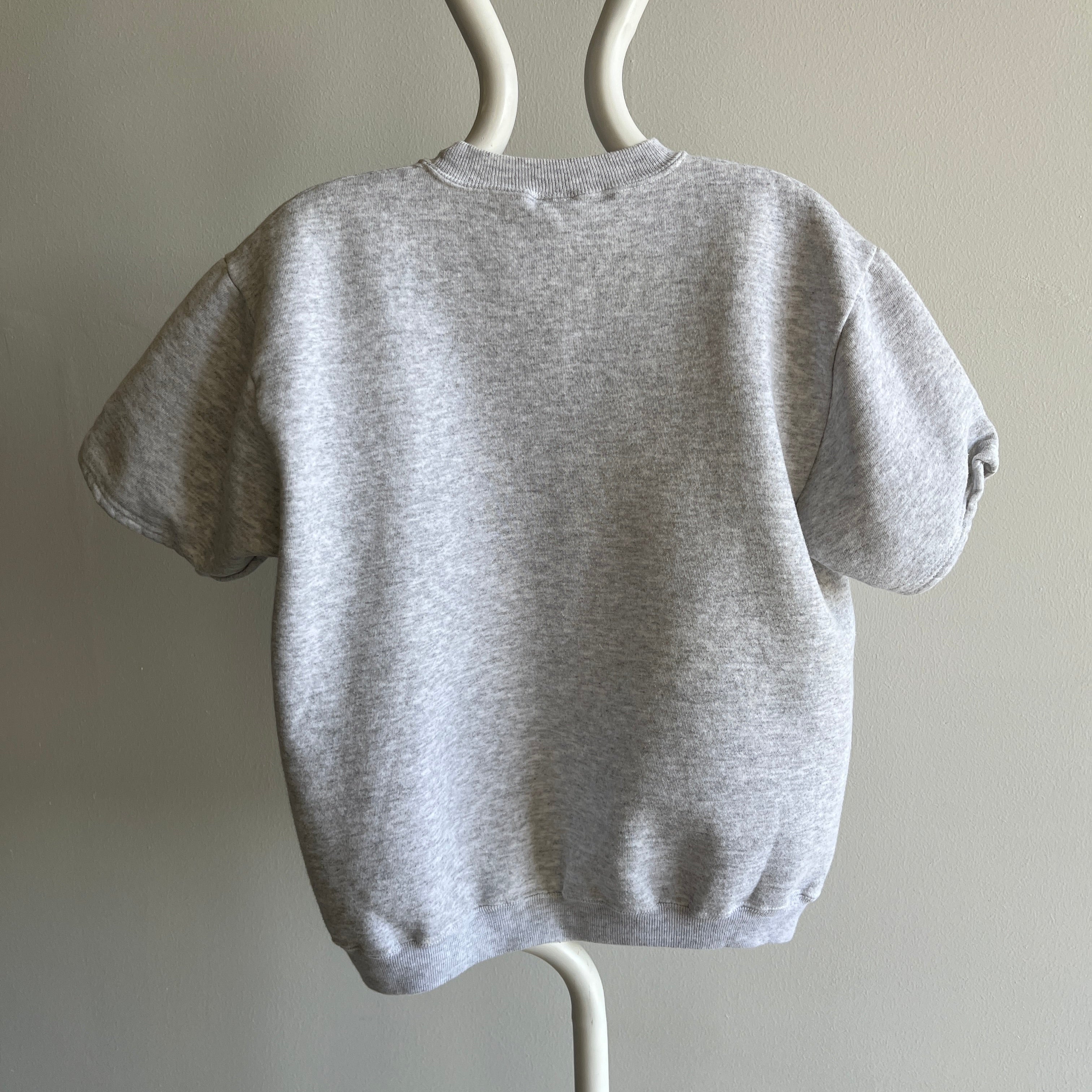 1990s Light Gray DIY Warm Up Short Sleeve Sweatshirt