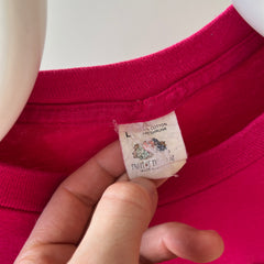 1980s Hot Pink Pocket T-Shirt with Part of The Seam out - FOTL