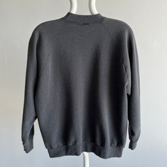 1980s Faded Black Raglan Sweatshirt by FOTL - Medium Weight