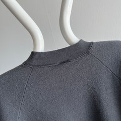 1980s Faded Black Raglan Sweatshirt by FOTL - Medium Weight