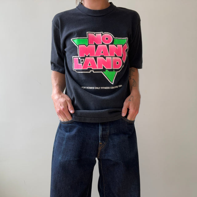 1991 Black No Mans Land Womens Only Fitness Centers T Shirt - ha