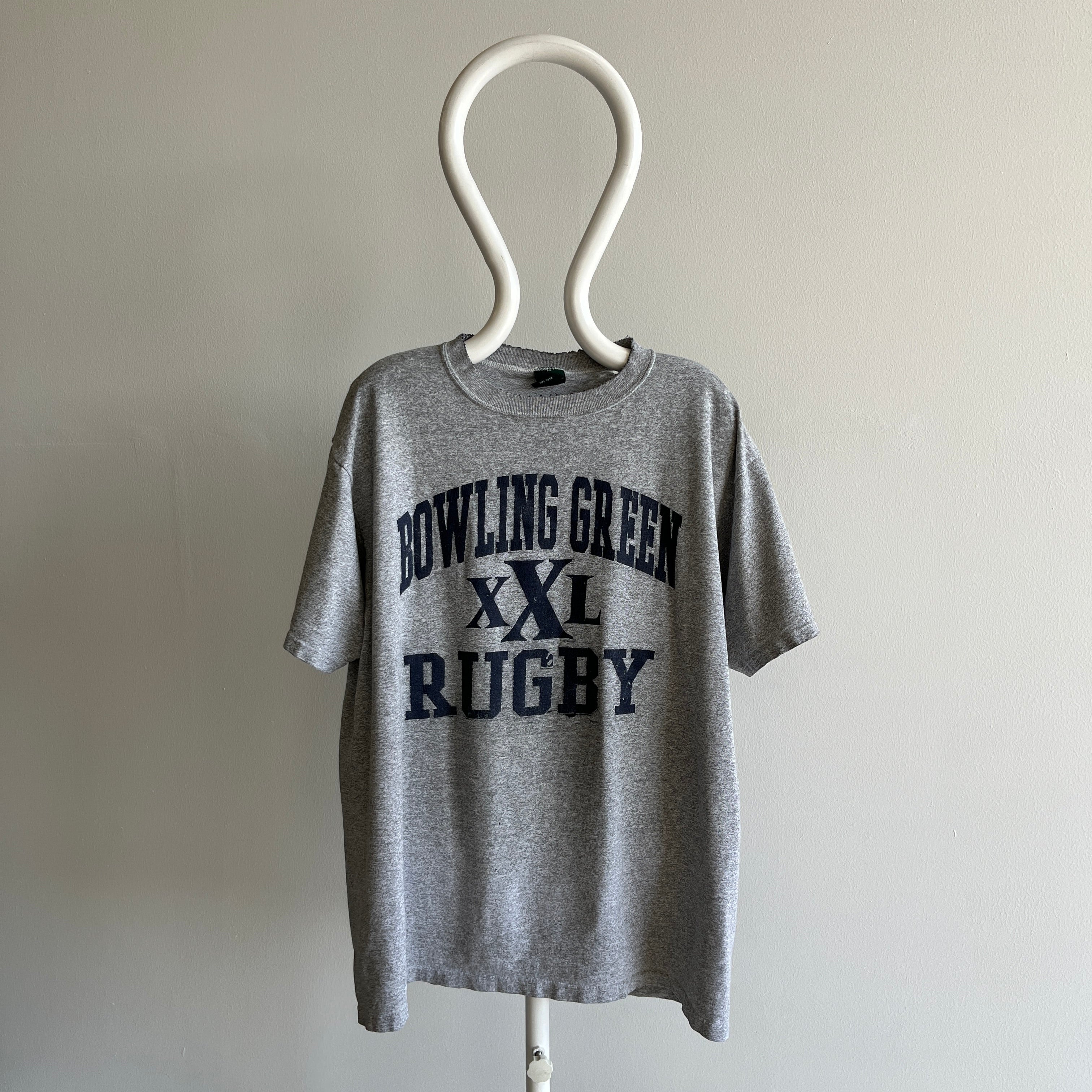 1990s Bowling Green Rugby Thinned Out and Tattered Shoulders T-Shirt