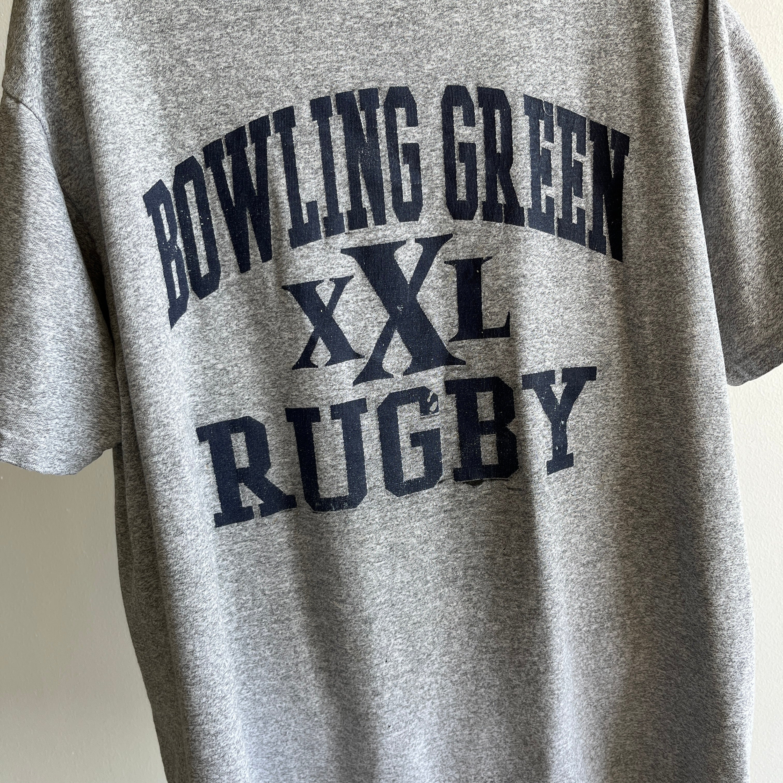 1990s Bowling Green Rugby Thinned Out and Tattered Shoulders T-Shirt