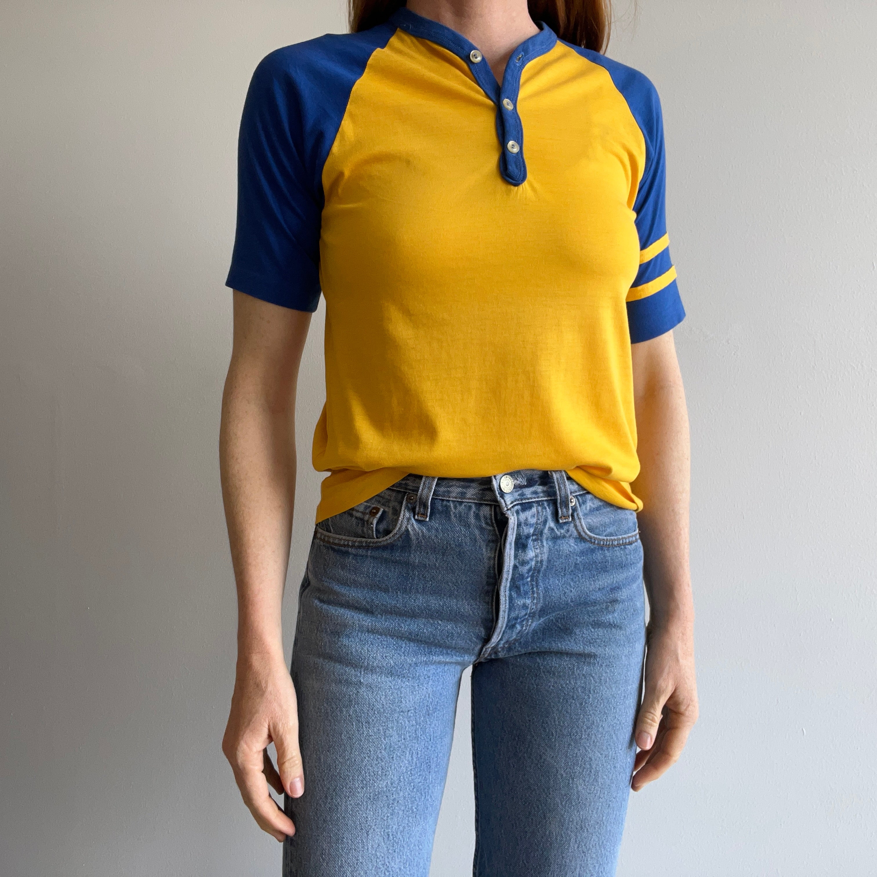 1980s Short Sleeve Baseball Henley T-Shirt